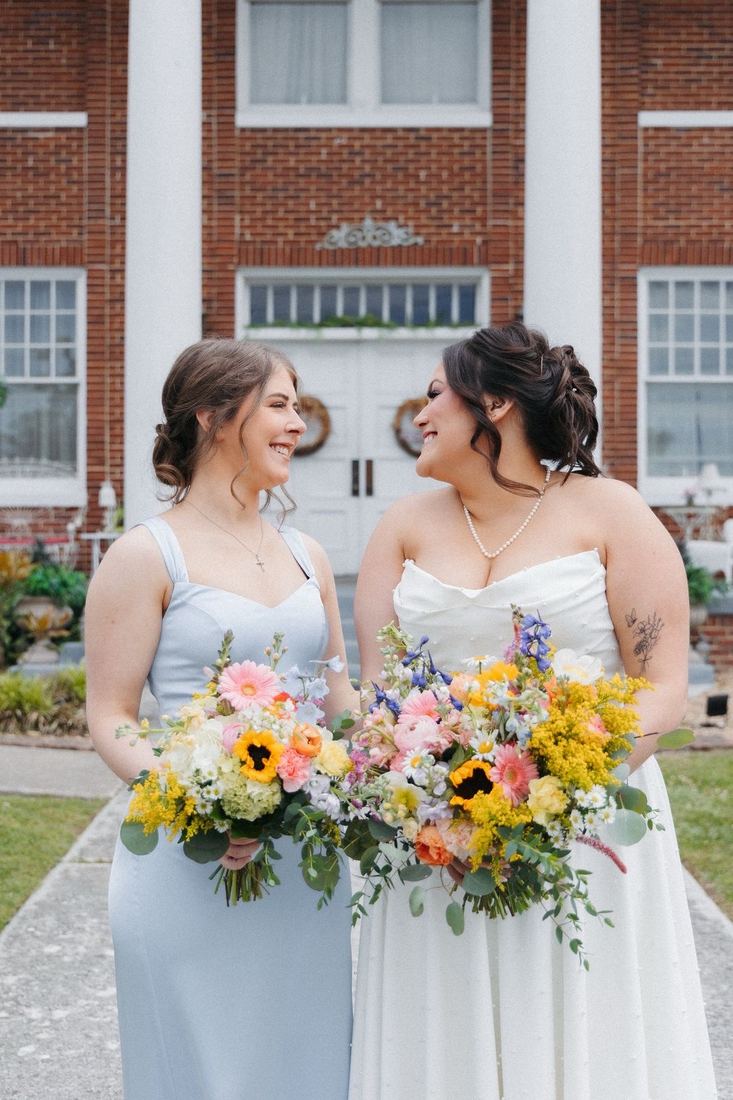 Bride and bridesmaid together, matching mobile spray tans