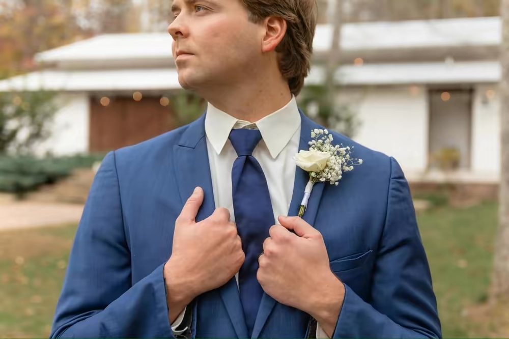 Groom on his wedding day, custom mobile spray tan